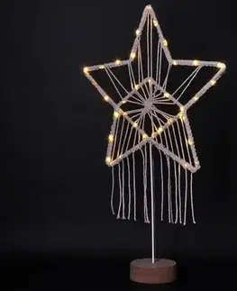 Solight LED vánoční hvězda Lapač snů, bílá, 49 cm, 45x LED, 2x AAA