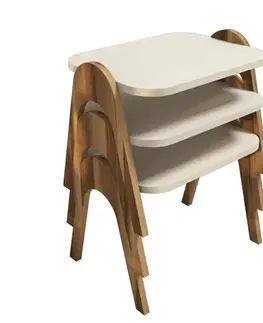 Sada odkládacích stolků (3 kusy) Paris - Walnut, Cream