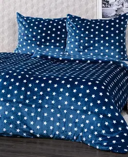4Home povlečení mikroflanel Stars modrá, 160 x 200 cm, 70 x 80 cm