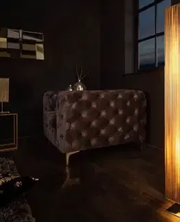 Estila Moderní stojací lampa Paris s látkovým stínítkem zlaté barvy 120cm