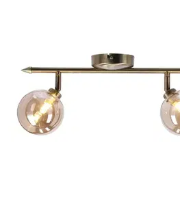 Stropní lampa Rodia s patinou, 2x40W, G9, jantarové stínidlo