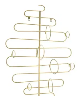 Estila Art deco závěsný stojan na víno Malos z kovu ve zlaté barvě s vlnitým vzhledem s držáky na čtyři láhve 72 cm