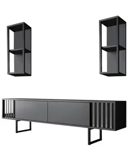 TV stěna / Sestava pod TV Chrome Line - Anthracite, Black