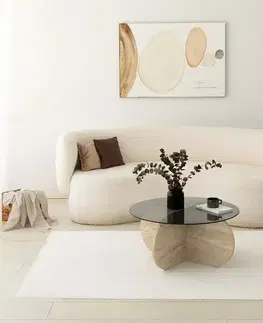 Konferenční stolek Bubble Travertine s tmavým sklem
