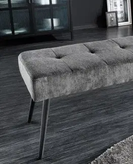 Estila Stylová tmavě šedá lavice Soreli se manšestrovým čalouněním 100cm