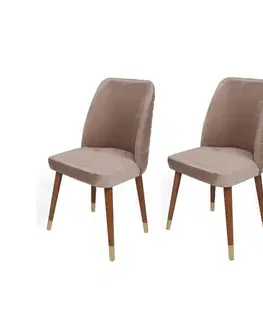 Sada jídelních židlí Hugo Beige and Walnut, 2 ks