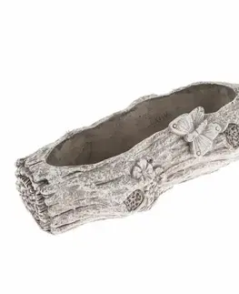Betonový květináč Kmen s motýlem, 29,5 x 8 x 11 cm