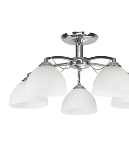 Stropní lampa Filona Chrome 5x40 E27 bílé stínidlo