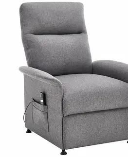 Relaxační elektricky polohovatelné křeslo Elysio, sv. šedá