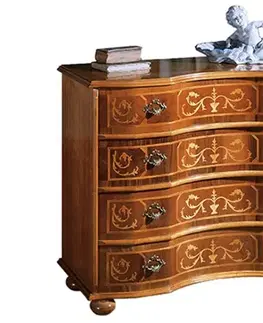 Estila Luxusní rustikální masivní komoda Clasica se čtyřmi šuplíky s ornamentálním zdobením 88cm
