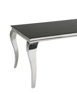 Estila Glamour obdélníkový stříbrný jídelní stůl Modern Barock s černou opálovou skleněnou deskou 180 cm
