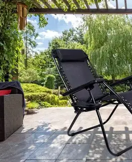 Zahradní plážové relaxační křeslo Regina, černá