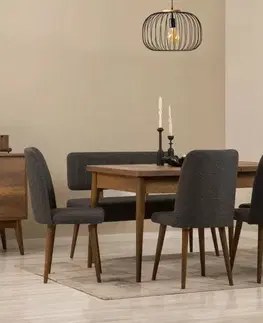 Jídelní set s rozkládacím stolem a židlemi (6 kusů) Vina - Walnut, Anthracite