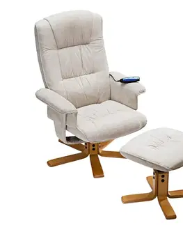 Relaxační masážní křeslo s podnožkou béžové K36