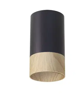 STROPNÍ SVÍTIDLO CONTI TUBE 1X15W GU10 5,5/10 ČERNÉ+DŘEVĚNÉ