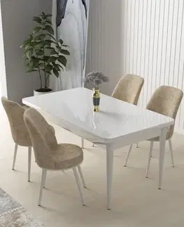 Dining Table & Chairs Set (5 Pieces) Nil - White, Cream