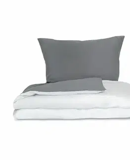 Kvalitex Saténové povlečení Luxury Collection bílá/tmavě šedá, 140 x 220 cm, 70 x 90 cm