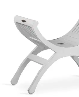 Estila Designová masivní bílá jednomístná lavice Forja se sehnutým sedadlem 62 cm