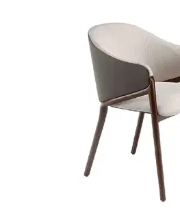 Estila Moderní židle Vita Naturale šedá s eko-koženou opěrkou 78cm