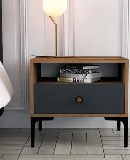 Noční stolek Lizbon 529 - Walnut, Anthracite
