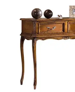 Estila Rustikální luxusní konzolový stolek Emociones se dvěma šuplíky na nožičkách 90cm