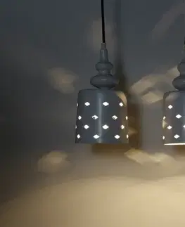 Závěsná lampa 3xE27 51cm bílá ocel HAMP