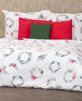 4Home Vánoční bavlněné povlečení Christmas holly, 140 x 200 cm, 70 x 90 cm