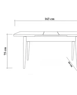 Jídelní set s rozkládacím stolem a židlemi (5 kusů) Vina 0900 - 4 - Walnut, Stone