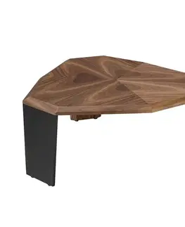 Estila Luxusní moderní konferenční stolek Vita Naturale z hnědého ořechového dřeva s designovou vrchní deskou atypického tvaru 32 cm