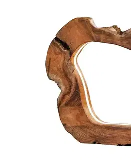 Estila Designová masivní stolní lampa Faustion z teakového dřeva v naturální hnědé barvě s LED pásem 48 cm