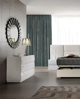 Estila Moderní luxusní postel Sara s rozšířeným čelem s čalouněním z ekokůže a s úložným prostorem 140-180cm