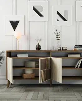 Skříňka Milan 2 Walnut and Travertine