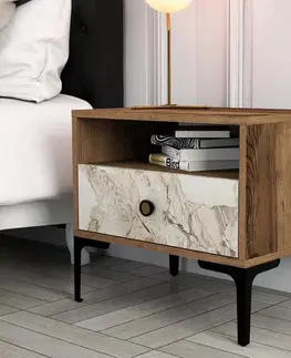 Noční stolek Lizbon 531 - Walnut, White
