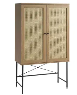Estila Barová skříňka Malmo, dub/ratan, 135 cm