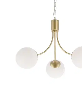 Mosazná závěsná lampa Dani 3x40W E14 – elegantní svítidlo s bílým stínidlem do obývacího pokoje a jídelny
