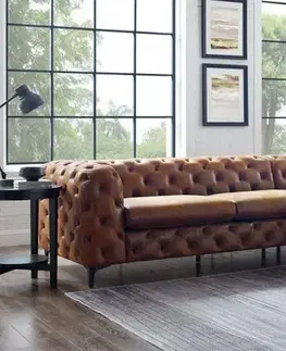 Estila Chesterfield rohová sedačka Modern Barock v antické hnědé barvě na nožičkách 275