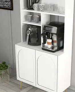 Coffee Bar Cabinet Lyon 80 - White, Gold