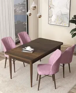 Dining Table & Chairs Set (5 Pieces) Arp - Baroque, Pink