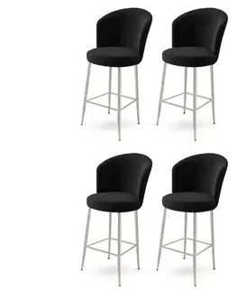 Bar Stool Set (4 Pieces) Fora - Black, Chrome