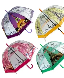 PROHOME - Deštník průsvitný PVC 82cm, vystřelovací různé barvy