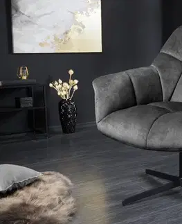 Estila Designové otočné výškově nastavitelné křeslo Mariposa v šedé barvě s čalouněným potahem 89 cm