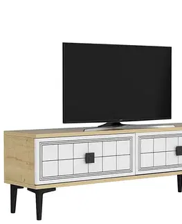 TV stolek Yuka 120 - Sapphire Oak, White