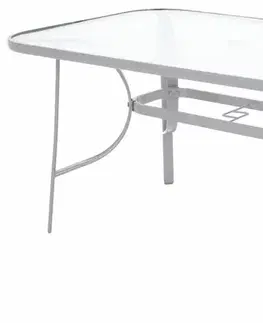 Zahradní jídelní stůl ocel / sklo