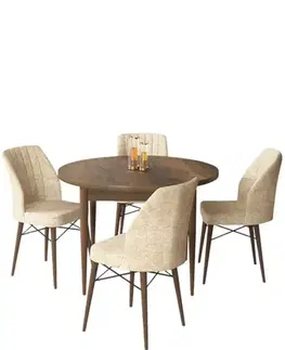 Dining Table & Chairs Set (5 Pieces) Rox - Baroque, Cream
