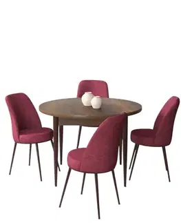 Dining Table & Chairs Set (5 Pieces) Tor - Baroque, Burgundy