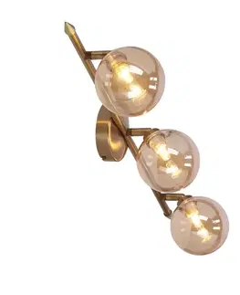 Stropní lampa Rodia s patinou, páskem 3x40W, stínidlo G9, jantarová