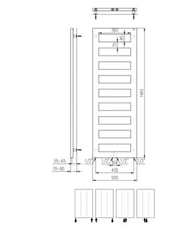 SAPHO BLOCK otopné těleso 500x1465 černá mat IR185