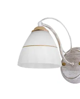 Nástěnná lampa bílo-zlaté rustikální skleněné stínidlo 60W E27 Fanetta
