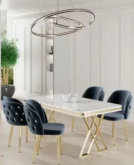Dining Table & Chairs Set (5 Pieces) Rigel - White, Gold, Anthracite
