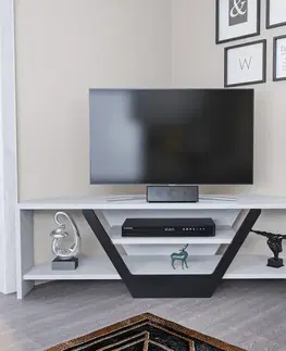 TV stolek Sares - White, Black